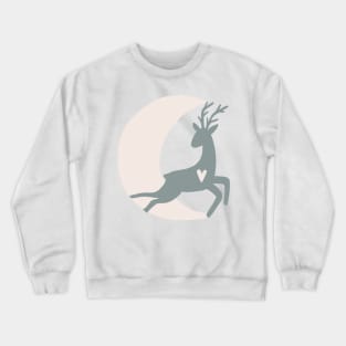 Crescent Moon and Deer With Wild Flowers in Putty and Sage Boho Nursery Colors Crewneck Sweatshirt